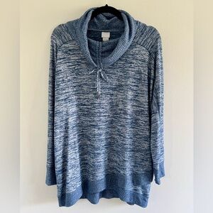 Chico's Zenergy Blue Cowl Neck Tunic Size 1 Medium